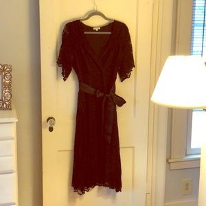 Black lace formal dress.